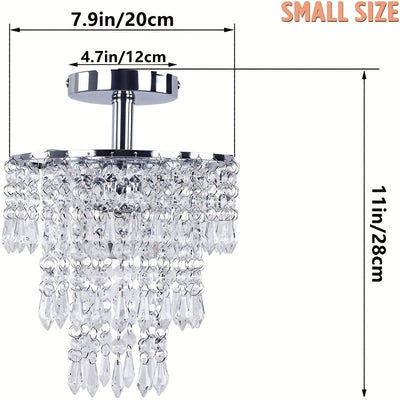 1pc Pequeña Luz Colgante De Cristal, Mini Luz De Techo De Cristal LED, Luz De Lluvia De Cristal De 3 Niveles, Accesorio De Luz Decorativa, Luz De Techo Empotrada, Luz De Cristal, Para Dormitorio Pasillo Sala De Estar Habitación De Niñas Comedor Baño (Bom