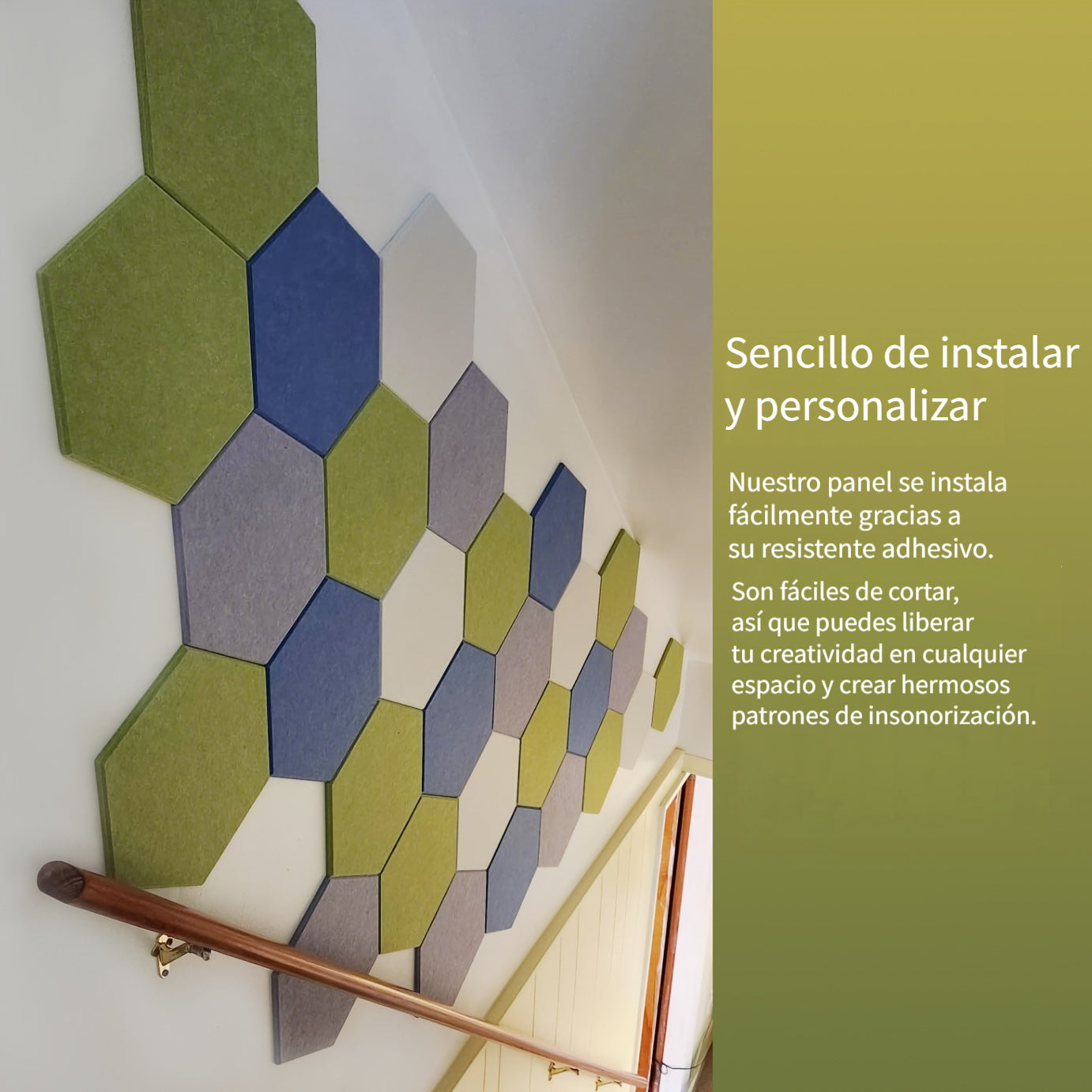 Conjunto de 12 Paneles de Espuma Acústica Hexagonal, 30.48cm x 25.98cm x 1.02cm, Azulejos Autoadhesivos para Paredes Insonorizantes en Casa y Estudio - Fibra de Poliéster, Blanco/Azul/Negro, Reducción de Ruido y Amortiguación del Sonido