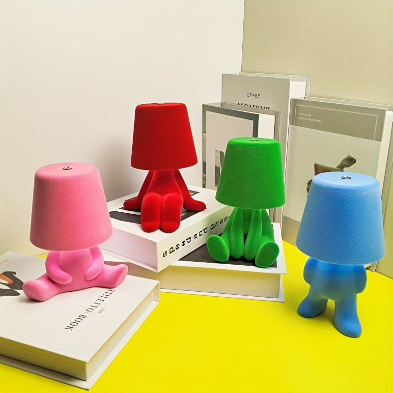 Una luz nocturna LED de tres colores con tacto y ajuste de brillo, recargable por USB, hecha de tela de terciopelo de material ABS, ideal para sala de estar, dormitorio, hotel, mesa de noche, regalo de cumpleaños, etc.