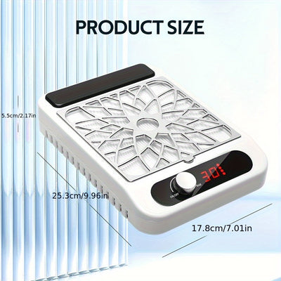 Recolector de polvo para uñas de 3700 RPM con pantalla digital, batería de litio, aspiradora potente para uñas, bajo ruido, disipación rápida de calor, botón de control de velocidad, libre de formaldehído, alimentación por enchufe, 110V, herramienta para