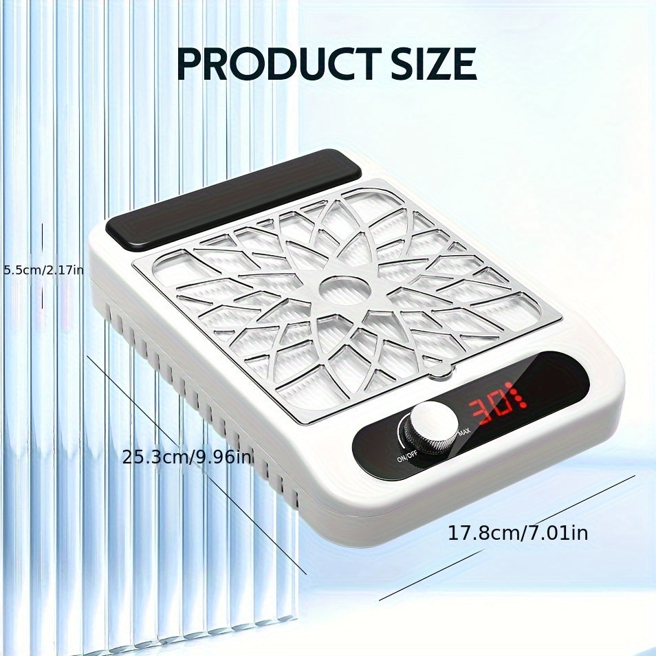 Recolector de polvo para uñas de 3700 RPM con pantalla digital, batería de litio, aspiradora potente para uñas, bajo ruido, disipación rápida de calor, botón de control de velocidad, libre de formaldehído, alimentación por enchufe, 110V, herramienta para