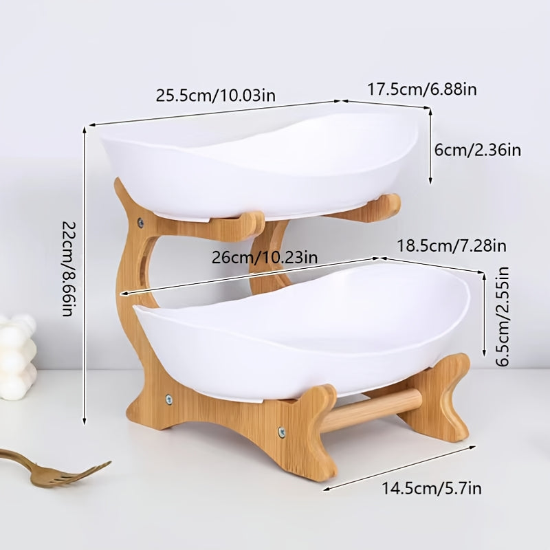 Estantería de Frutas de 2/3 Niveles con Plato de Almacenamiento para Snacks, Estante Decorativo - Juego de Cuencos de Frutas de Plástico Duradero para Cocina y Restaurante - Bandeja de Servicio Multinivel para Frutas, Snacks y Postres - Regalo de Navidad