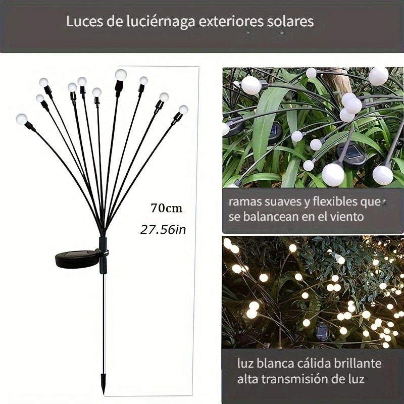 Luces Solares de Luciérnaga para Exteriores en Forma de Estaca para Iluminación Comercial de Calles y Áreas, Marcadores de Senderos de Jardín, Luces Decorativas para Césped en el Patio o Parque
