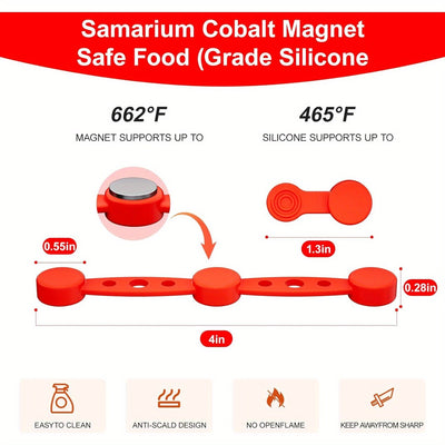 4 piezas de clips magnéticos de silicona roja para freidor de aire - Soportes de bandeja de horneado antideslizantes y resistentes al calor para una cocción uniforme, ideales para papas fritas, pollo y más - Accesorios ideales para freidor de aire, acces