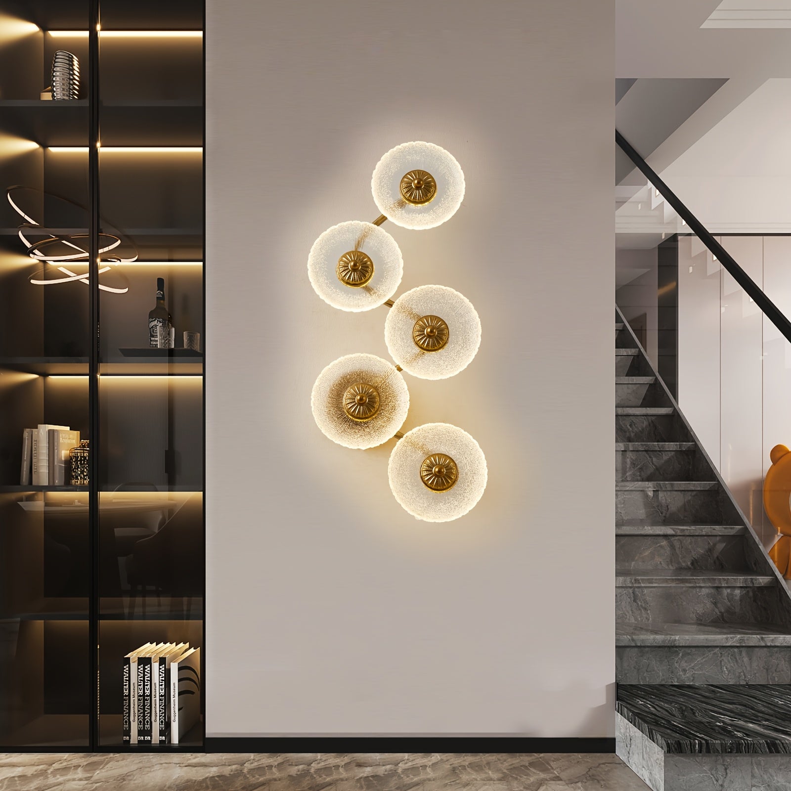 1 lámpara de pared dorada moderna con LED, adecuada para dormitorio/estudio/sala de estar, accesorios de iluminación decorativa LED, cableada y elegante