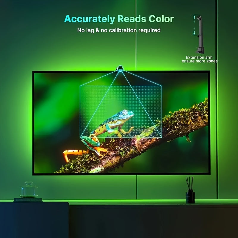 Tira de luz de fondo LED para TV, sensor de gama de color AR recoge parte del color en el TV, 12.5 pies (adecuado para 55-65 pulgadas) - 16.4 pies (70-85 pulgadas) tira de luz RGB, adecuada para computadoras, TV y monitores de 55-85 pulgadas, compatible