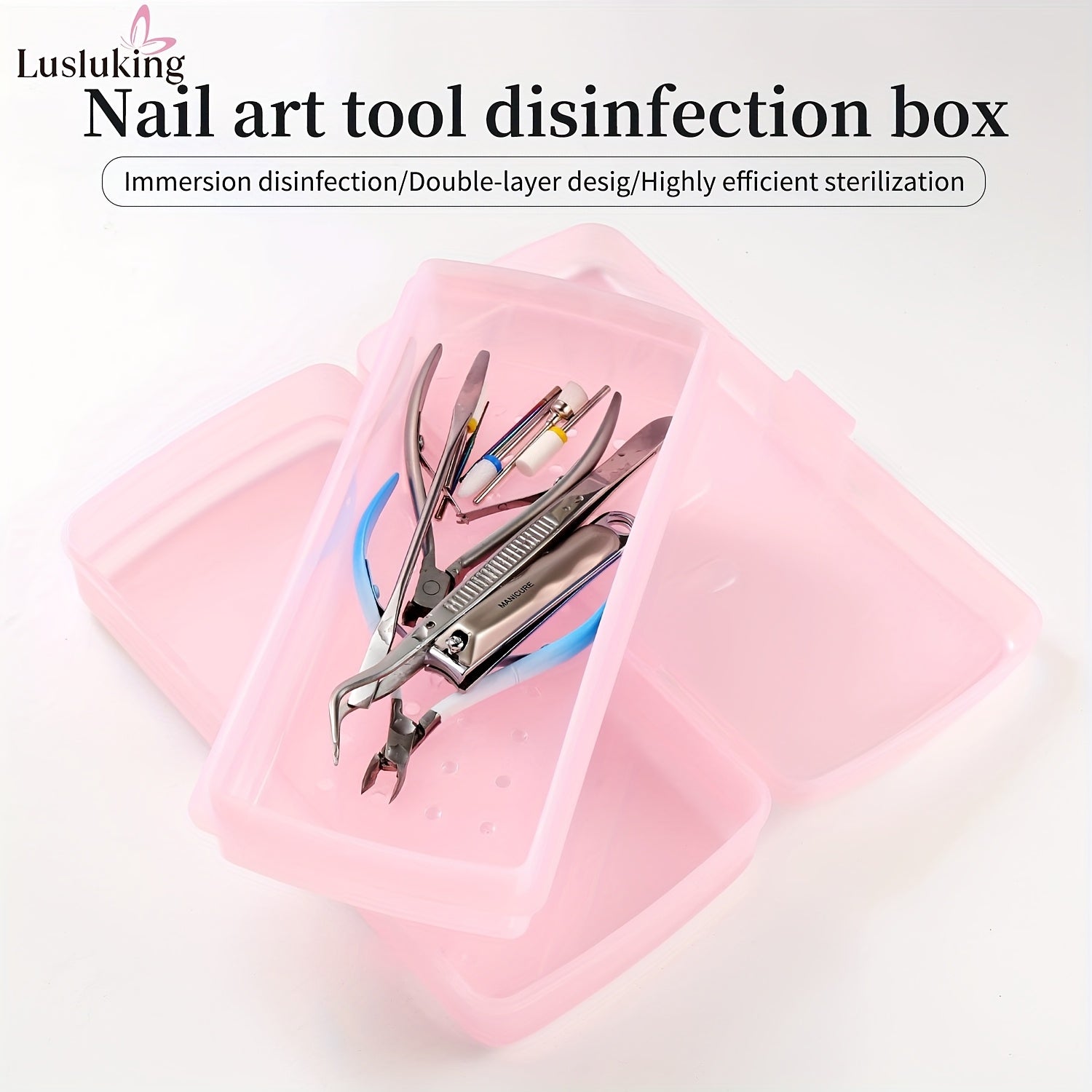 1pc LUSLUKING Esterilizador Portátil para Herramientas de Uñas - Desinfección sin Batería para Instrumentos de Manicura (Cortaúñas, Tijeras, Pinzas), Estuche de Doble Capa y Almacenamiento, Material Hipoalergénico, Uso en Viajes y Salones, Diseño Compact