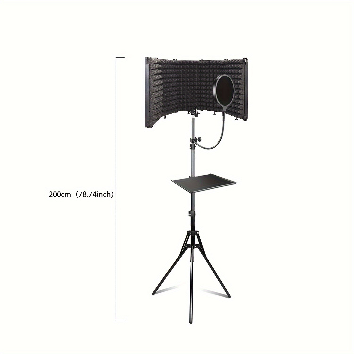 Cabina de aislamiento de micrófono GELELEAFMIC Studio con trípode ajustable de altura, filtro de espuma de alta densidad, pantalla antiviento plegable para micrófonos dinámicos y de condensador, para grabación, podcasting, transmisión en vivo, canto, toc
