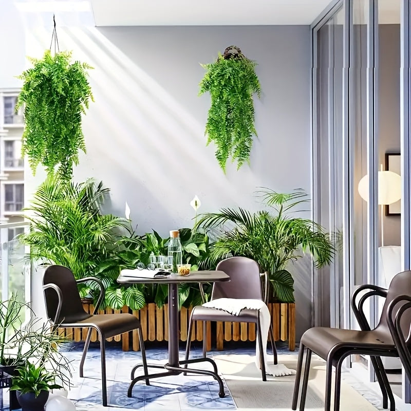 12 piezas de helechos colgantes artificiales de Boston realistas, 81.28 cm - Plantas artificiales de plástico de alta calidad para decoración interior/exterior, bodas y eventos | Sin mantenimiento, no necesita canasta ni electricidad, plantas artificiale