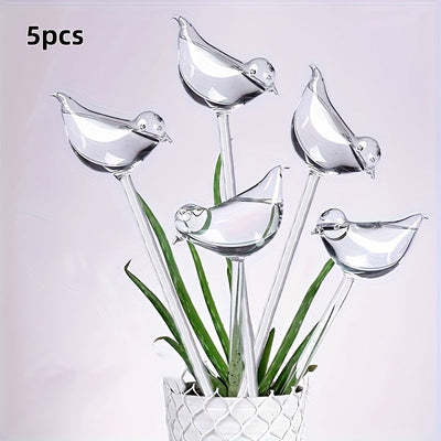 5 piezas de esferas de agua automática con forma de ave - Dispositivos de riego automático para plantas, herramientas de riego por goteo de plástico duradero para jardines interiores y exteriores, ideales para plantas en macetas, flores y bonsái, sistema