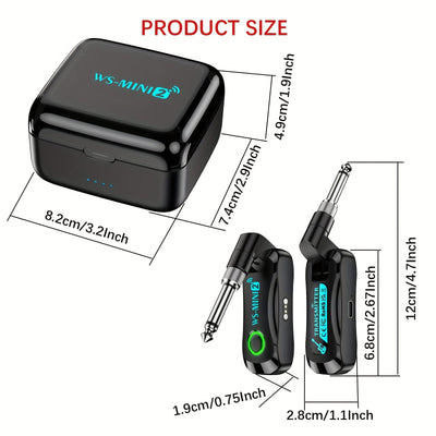 Sistema inalámbrico para guitarra con estuche de carga, transmisor y receptor inalámbrico recargable para guitarra y bajo de 2.4Ghz, equipo de grabación de estudio, estuche portátil, rendimiento confiable, transmisor para instrumentos, para presentacione
