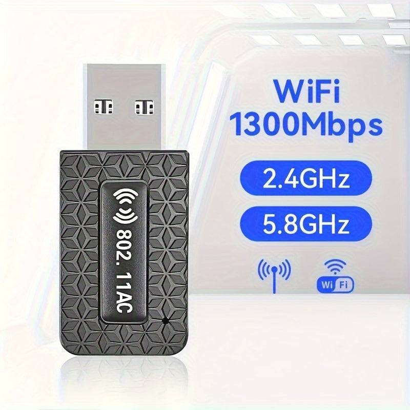 Adaptador Inalámbrico Para PC De Escritorio Adaptador De Red Adaptador USB Inalámbrico De 1300 Mbps Para PC Adaptador WiFi Para PC De Escritorio Con Antena De Doble Banda De Alta Ganancia Incorporada 5 G / 2.4G Adaptador Inalámbrico Para PC De Escritorio