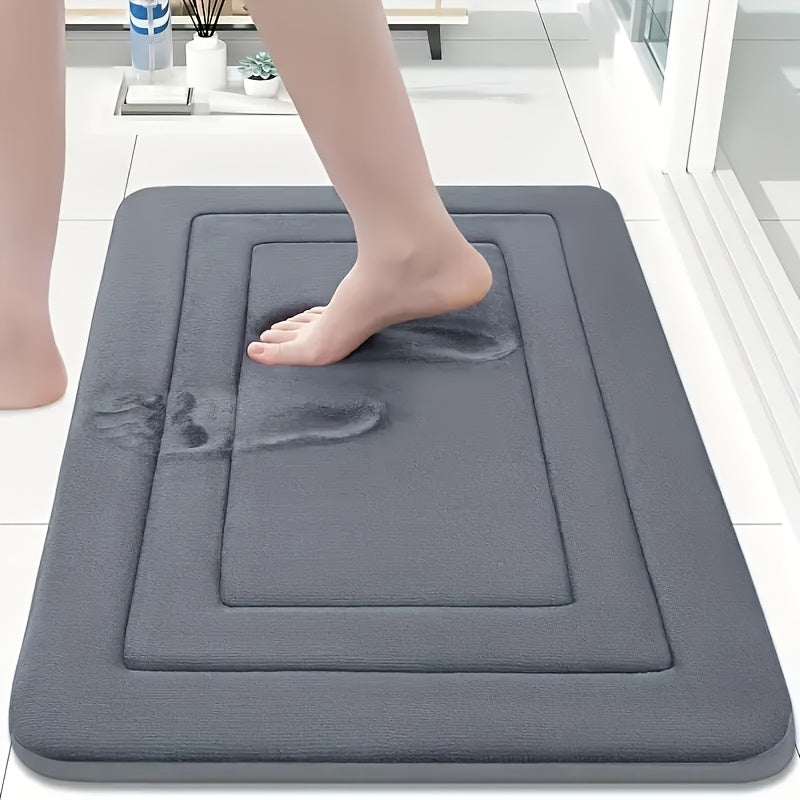 1 alfombra de baño con memoria viscoelástica vintage - Absorbente, antideslizante, tapete de cocina con diseño floral en gris, beige y azul - Base cómoda para estar de pie en sala, dormitorio, baño, lavandería y oficina - Lavable a máquina, suave y durad