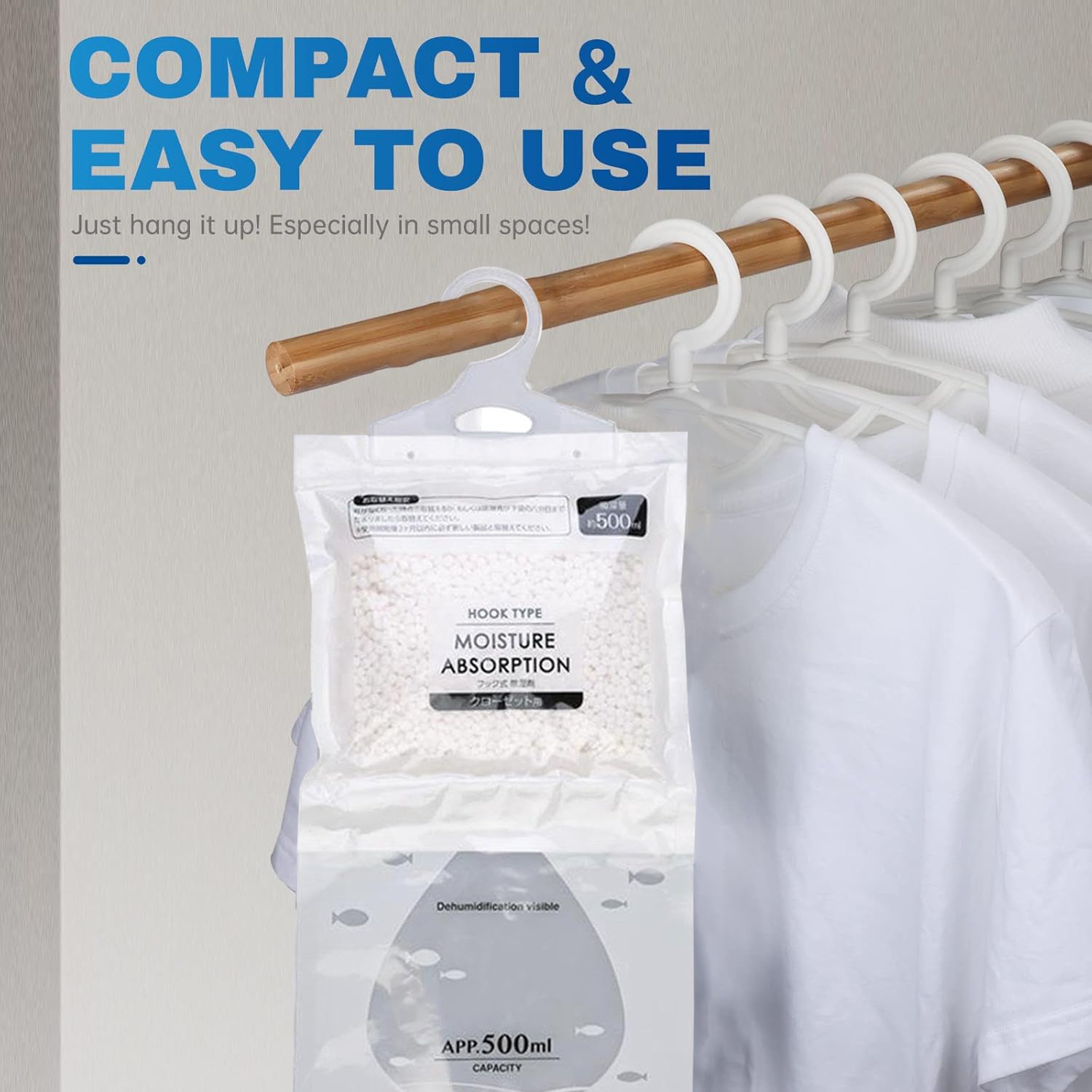 8 unidades Bolsas de Absorbedor de Humedad Colgantes Grandes - Deshumidificador Reutilizable para Hogar, Coche y Armario, Sin Electricidad, Eliminación Eficiente de Humedad, Deshumidificador de Armario|Accesorio de Hogar Moderno|Diseño Colgante Duradero