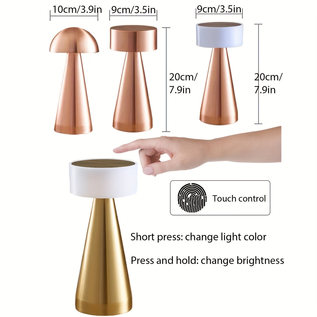 Lámpara de mesa con control táctil moderno, con brillo y temperatura de color ajustables, recargable por USB, alimentada por batería, diseño de metal pulido para sala de estar, dormitorio, decoración de oficina - "Les Misérables" exhibición de libros, lu