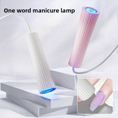 Secador de Uñas Portátil con Alimentación USB, Diseño Cilíndrico Compacto para Manicura y Pedicura con Estampado Blanco y Rosa, Accesorio Ideal para Hogar—Regalo Perfecto para Mujeres (Navidad, Halloween, Pascua, Día de San Valentín, Acción de Gracias),