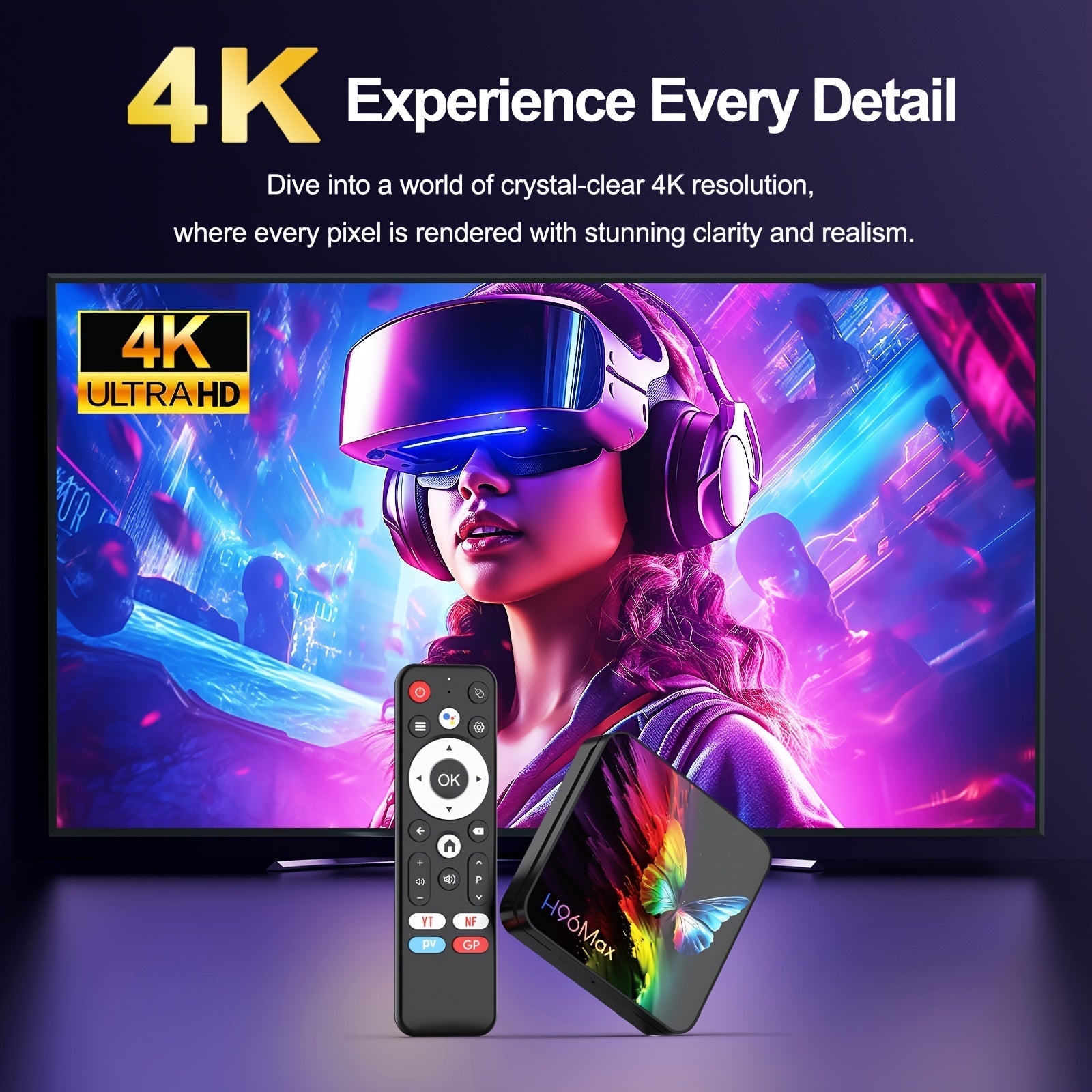 H96 MAX RK3518, caja de TV inteligente con Android 14.0, 4K@60Hz, WiFi 6 y BT 5.4, HDR10, Google Voice, Chromecast, navegador, puertos USB y Ethernet, enchufe de 110-220V, diseño compacto para cine en casa, transmisión de medios, reproductor de medios mo