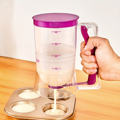 Separador y dispensador de masa para pastelitos, herramienta portátil, taza medidora con embudo para hornear sin ensuciar, artículos de cocina