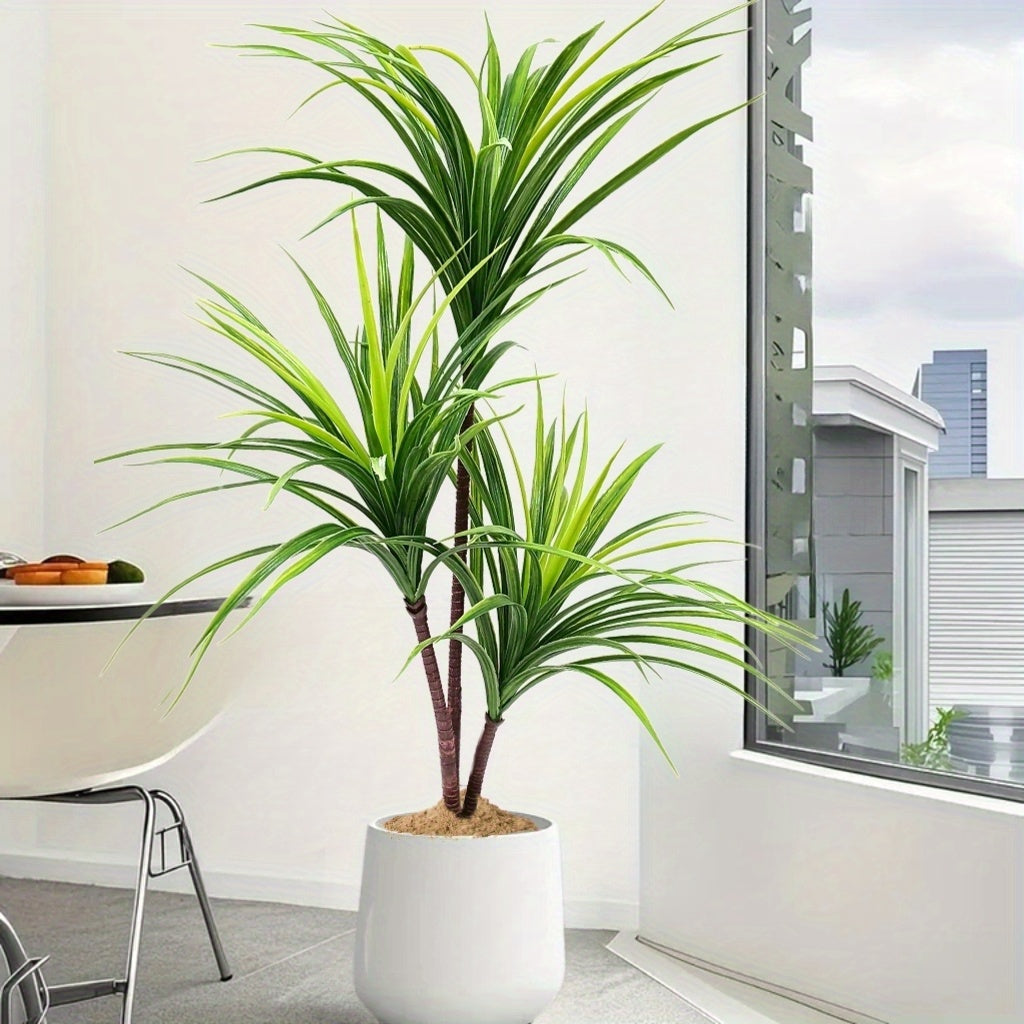 1pc 3-Cabezas Dracaena Planta Artificial - Plástico Resistente a los Rayos UV para Decoración de Interior/Exterior, Bodas, Jardín, Patio, Sesiones de Fotos - Sin Mantenimiento Regalo de Vacaciones para Acción de Gracias, Navidad, Día de la Madre, Día del