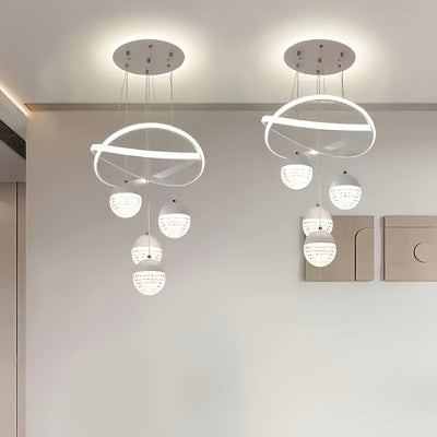 Lámpara de techo moderna con luces LED, montaje semienterrado con decoración de cristal, marco de metal, hardware de instalación fácil, para comedor, apartamento o bar, iluminación de techo | Acabado metálico elegante | Luces LED regulables, lámparas par