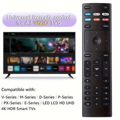 Control Remoto de Repuesto Universal para TV Inteligentes VIZIO - Compatible con XRT136, XRT140, XRT260, XRT112, XRT122, XRT302 y Más - Funciona con la Serie V, Serie M, Serie D, Serie P, Serie PX, Serie E - Sin Configuración Necesaria, Conectar y Listo