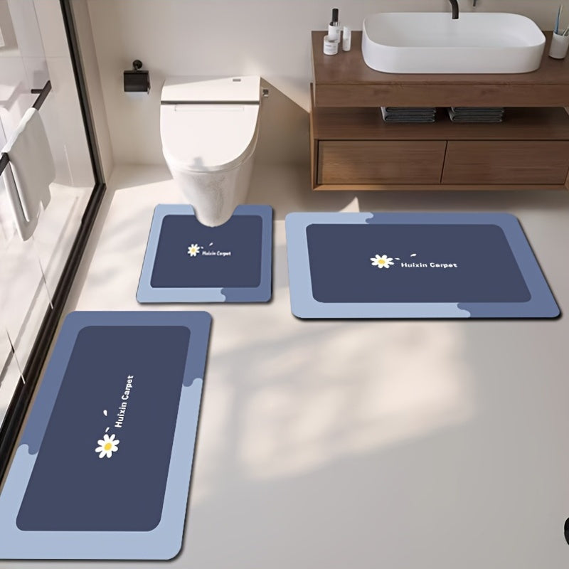 Conjunto de 3 piezas: alfombra de inodoro, alfombra de suelo, alfombra de fregadero, alfombra de entrada y alfombra de bañera. Diseño antideslizante y cómodo. Fácil de lavar y disponible en varios colores. Conjunto absorbente y duradero. Accesorios de de
