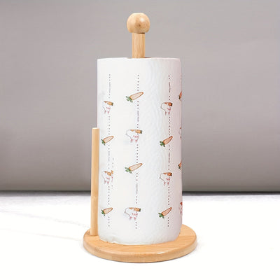 Elegante soporte de papel de cocina de madera con diseño de zanahoria y perro - Estante vertical rústico para cocina, sala de estar, dormitorio | Accesorio de encimera fácil de ensamblar, organizador de cocina | Diseño juguetón | OODLANDERS