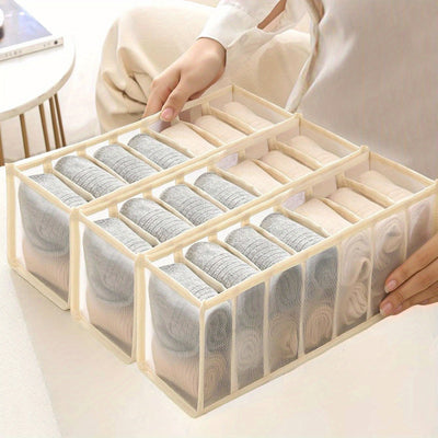 Caja De Almacenamiento De Ropa Interior De 7 Compartimentos, Organizador Multifuncional De Ropa Interior Y Calcetines, Caja De Almacenamiento Para Cajón De Armario, Clasificador De Ropa Interior Y Calcetines, Para El Hogar, Dormitorio O Residencia Univer