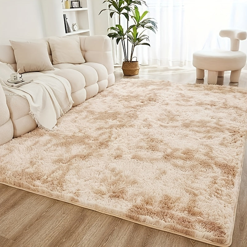 1 ud., Alfombra Larga de Peluche Rectangular, Estilo Nórdico Minimalista, Esponja Suave en Color Beige Claro y Duradera para Sofá Mesa de Café Área de Cambio de Zapatos Dormitorio Sala de Estar Solario, Alfombra Elegante para el Hogar que Mejora la Estét