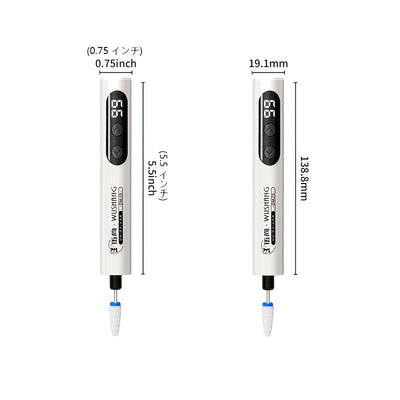 Afilador de uñas profesional para uñas gruesas, uñas viejas, belleza de uñas, extracción de uñas, onicomicosis - Recargable por USB con 4 cabezales de afilado, pantalla digital, diseño blanco y azul, afilador de uñas para uñas gruesas, salud de las uñas,