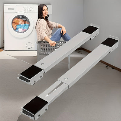 Un juego de dos piezas de soportes móviles para electrodomésticos de alta resistencia. Soporte móvil de electrodomésticos de alta resistencia gris de 24 ruedas, ajustable de longitud, adecuado para refrigeradores, lavadoras, secadoras, etc. La base se pu