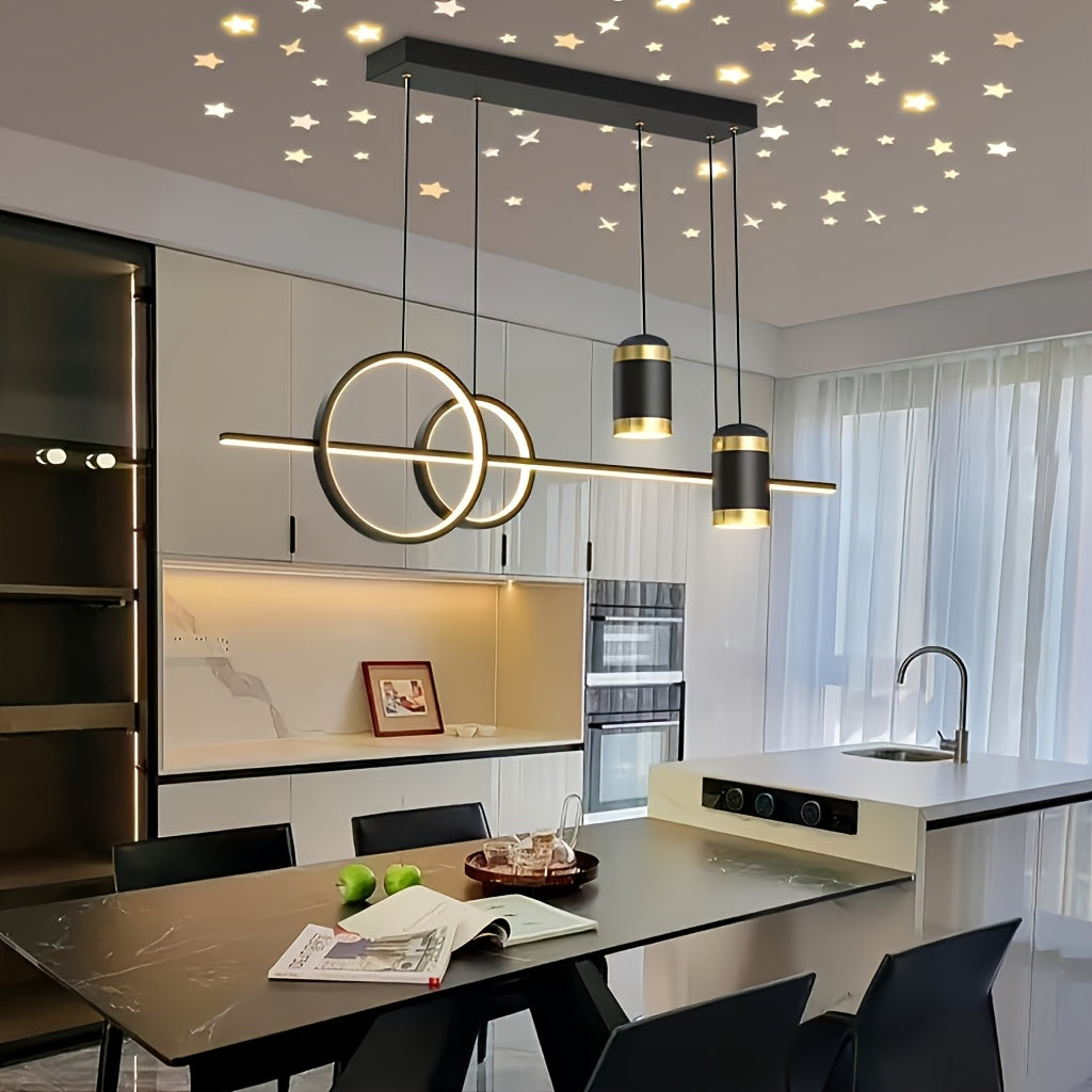 Lámpara colgante LED estilo moderno EZOS, regulable, para comedor, cocina, sala, dormitorio, mesa de comedor, iluminación comercial para restaurantes, centros comerciales, lámpara colgante con efecto cielo estrellado, decoración para hogar