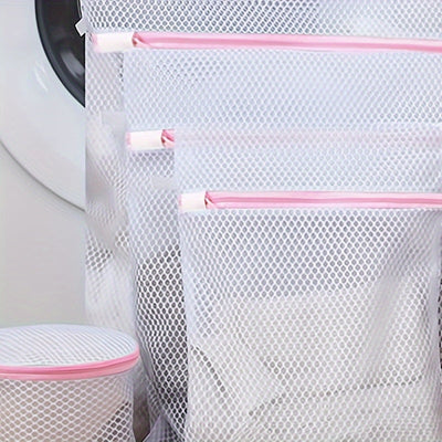4 bolsas de malla para ropa resistentes de poliéster con cierre de cremallera segura, bolsas de lavado para prendas delicadas, ropa interior, ropa - lavable a máquina, varios tamaños para lavadoras estándar, protector de prendas, diseño compacto, constru