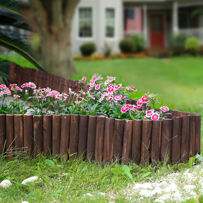 Valla de jardín de madera rústica de diseño curvo flexible para protección de mascotas y privacidad, decoración de patio y sendero en estilo pastoril, valla de jardín, barrera de protección de mascotas, estética natural, madera duradera.