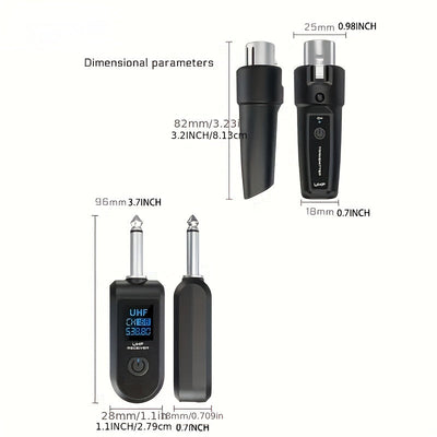 Sistema de adaptador de micrófono inalámbrico a XLR con carga USB-C, pantalla digital de 2,4 GHz - Ideal para mezcla de audio de guitarra, micrófono inalámbrico recargable