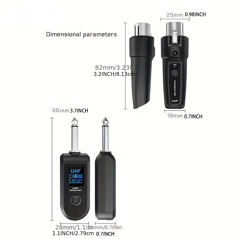 Sistema de adaptador de micrófono inalámbrico a XLR con carga USB-C, pantalla digital de 2,4 GHz - Ideal para mezcla de audio de guitarra, micrófono inalámbrico recargable