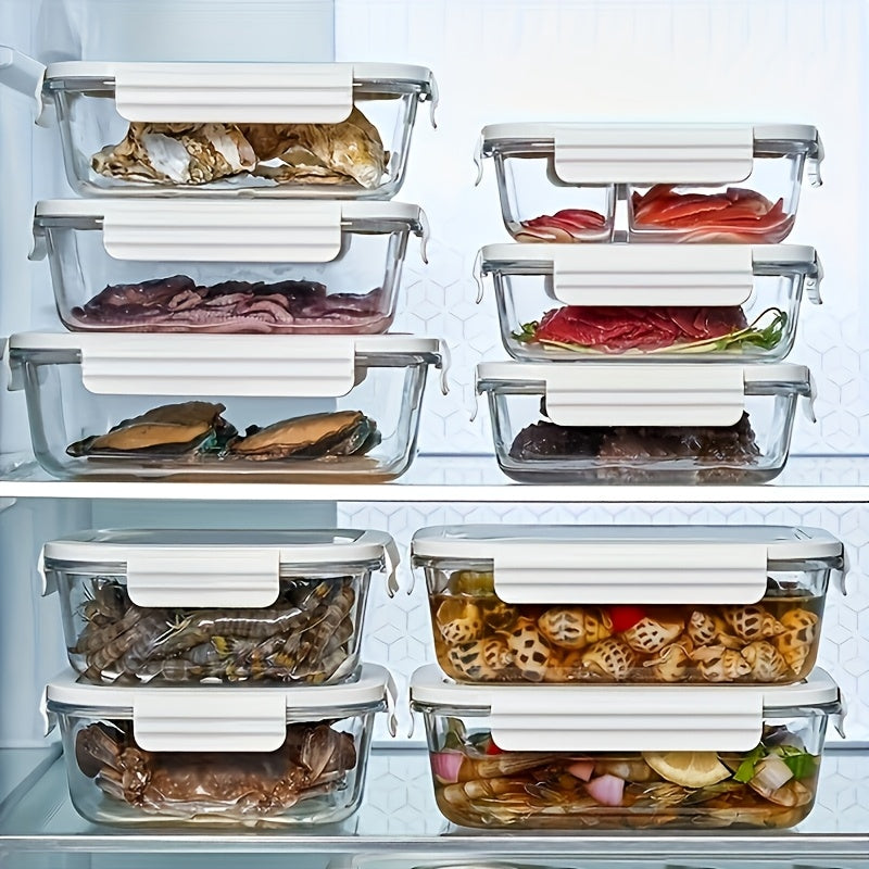 10 piezas de recipientes herméticos para alimentos, 5 de 850 ml + 5 de 1400 ml, caja de almacenamiento y conservación, ideal para cocina, picnic al aire libre, frutas, verduras, carne, cereales, ensaladas y más, lonchera