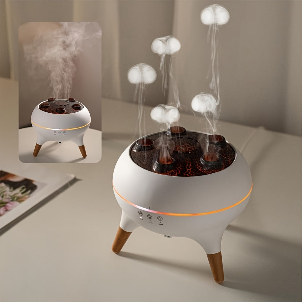 Difusor de aromaterapia y humidificador con forma de medusa, 2 modos de rocío, activación por voz, luces de 7 colores, control remoto, regalo perfecto