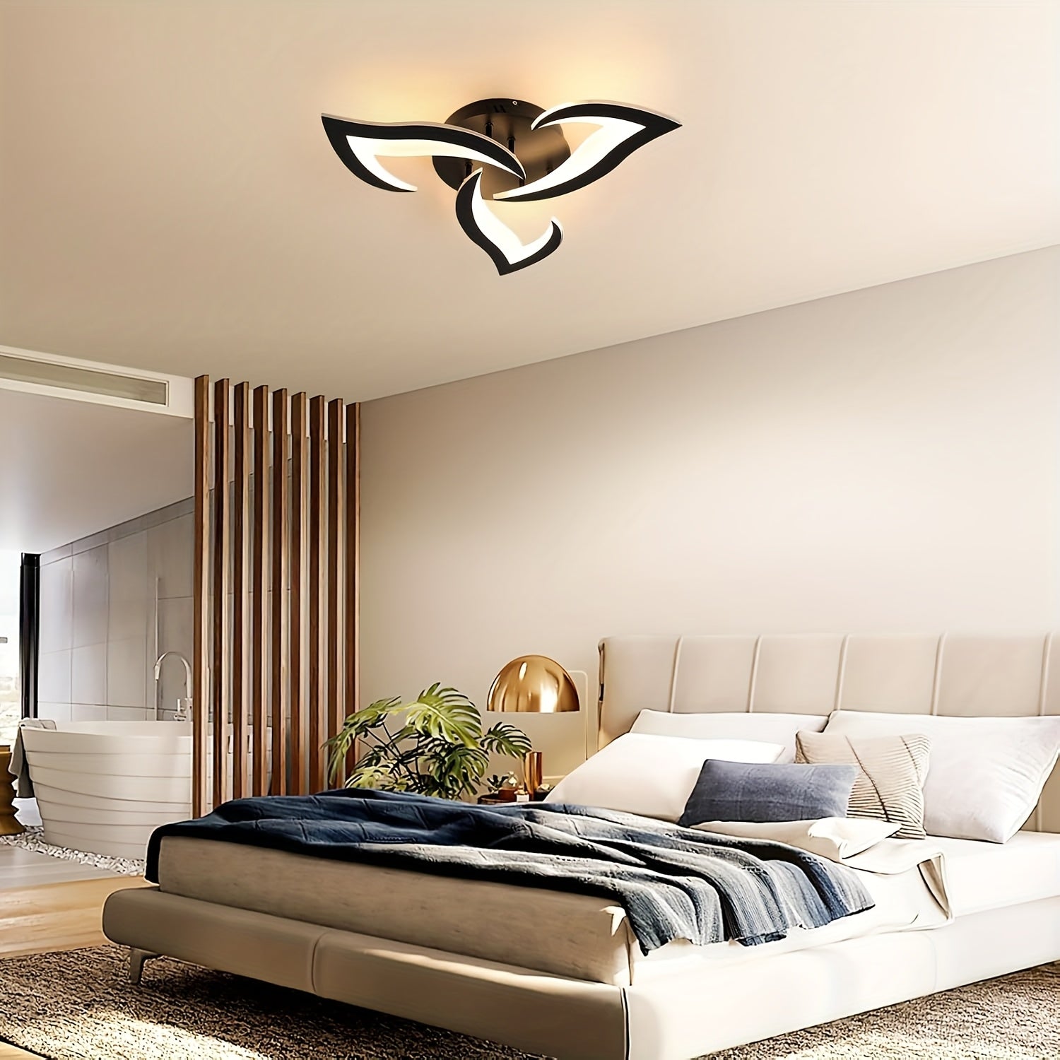 Lámpara de techo moderna con pantalla de acrílico en forma de hoja, diseño giratorio 360°, montaje semiempotrado, ideal para decoración de sala, vestíbulo de hotel, pasillos y espacios comerciales, accesorio de iluminación elegante