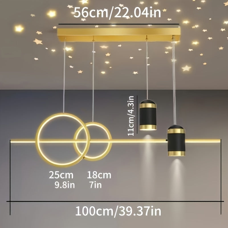 Lámpara colgante LED estilo moderno EZOS, regulable, para comedor, cocina, sala, dormitorio, mesa de comedor, iluminación comercial para restaurantes, centros comerciales, lámpara colgante con efecto cielo estrellado, decoración para hogar