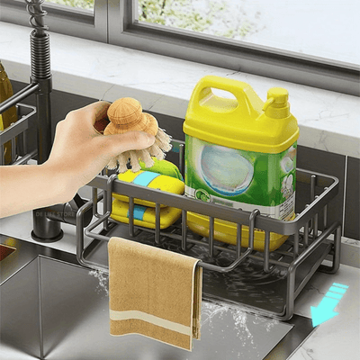 Cesta de almacenamiento para fregadero de acero inoxidable, anchura ajustable, con orificio de drenaje, para cocina, baño, lavavajillas, jabón, esponja, organizador de ropa, duradera y resistente a la corrosión, accesorios para lavavajillas.