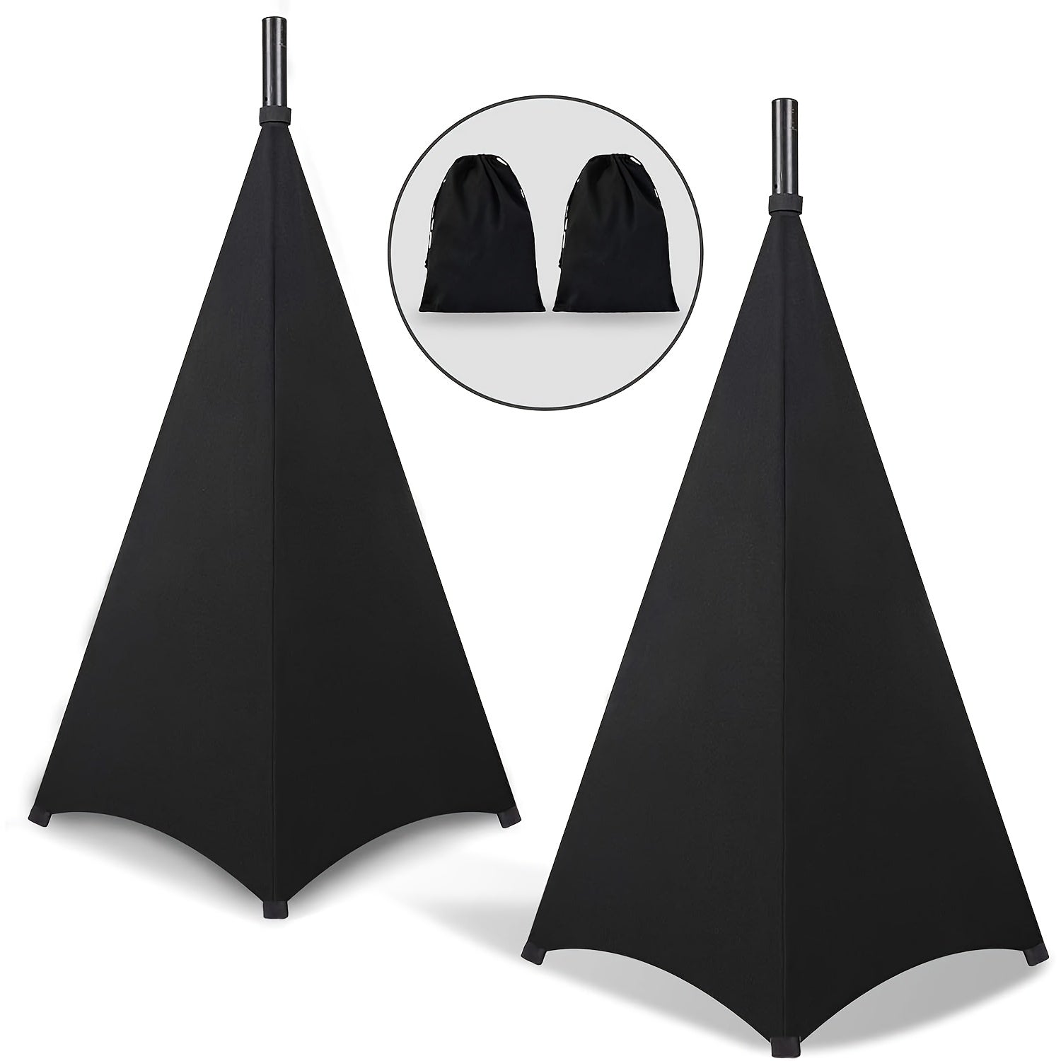 Conjunto de 2 fundas para altavoces con bolsa de almacenamiento, funda para altavoz de DJ, falda para trípode, 360° multifunción para escenario, actuación, bodas, fiestas y eventos de banquete.