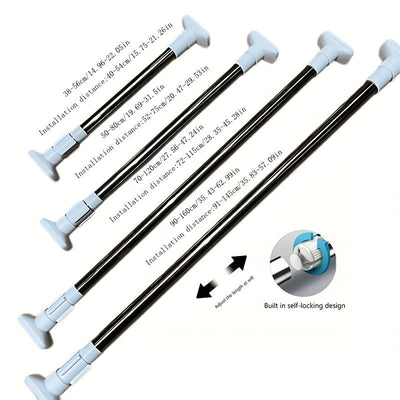 1 pieza de percha ajustable sin taladro para cortinas de ducha y armarios - Construcción metálica duradera, fácil de instalar con diseño deslizante, ideal para almacenamiento de baño y dormitorio, percha de cortina de ducha