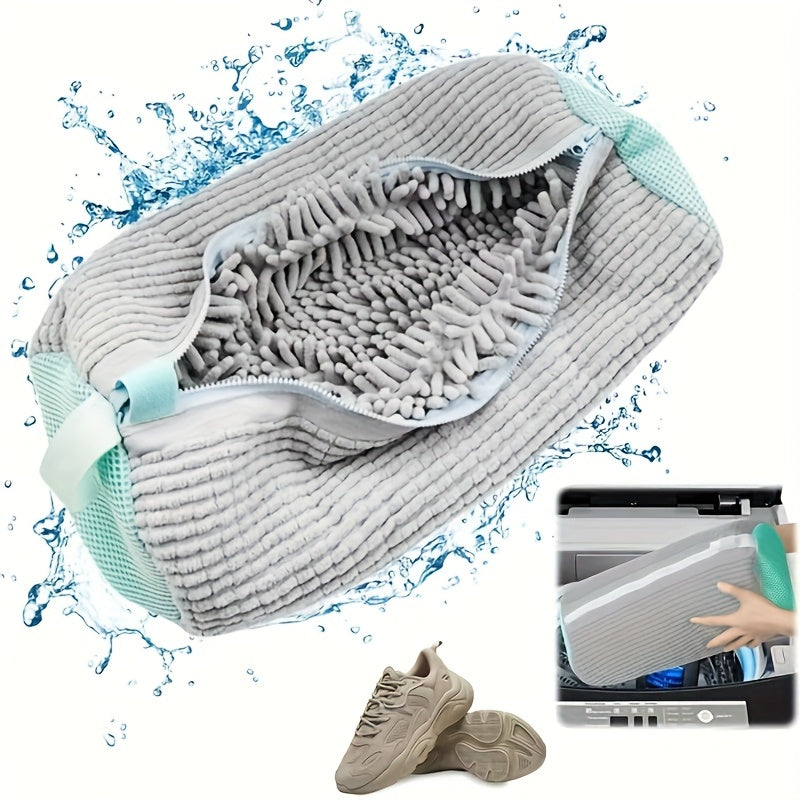Bolsa de Lavado Resistente para Zapatos con Malla Reforzada y Cierre Seguro - Gris-Amarillo, Ideal para Zapatillas, Joyería, Ropa Delicada - Apta para Lavadora y Secadora, Diseño Portátil, Poliéster Duradero, Uso en Casa o Viaje