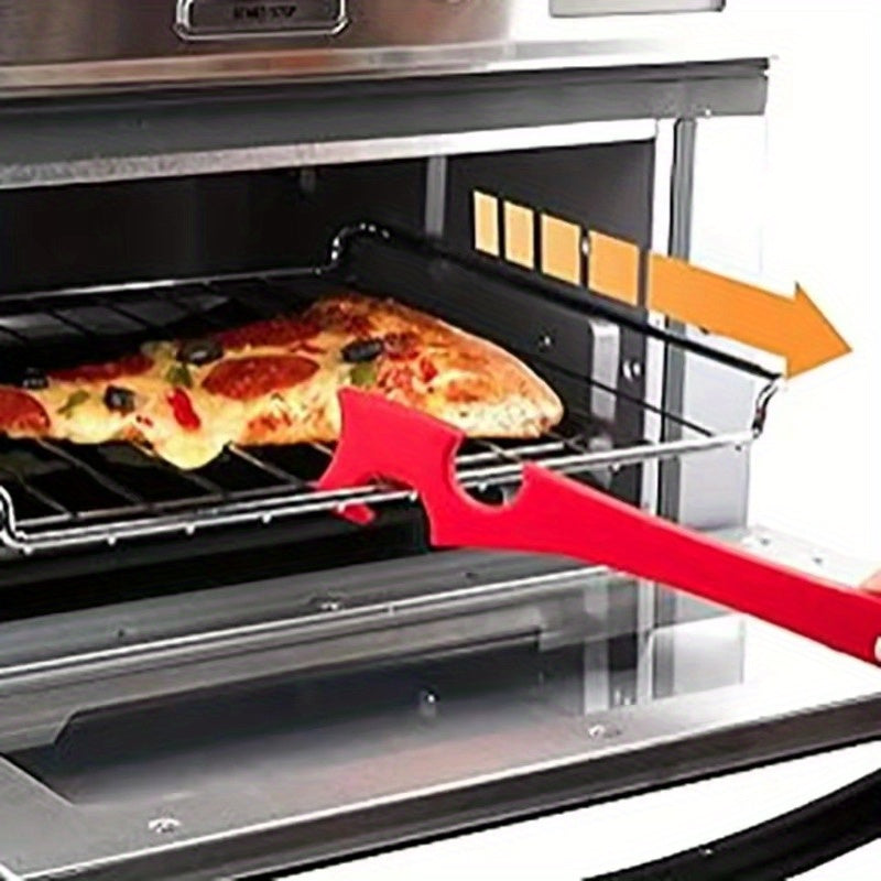 Varilla de Empuje y Extracción Profesional para Horno con Mango Largo - Organizador Resistente al Calor, Agarre Antideslizante Seguro para Hornos, Estufas y Parrillas - Compatible con Hornos de Convección y Estándar - Herramienta Roja para Horneado, Acce