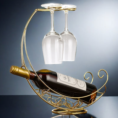 Porta Botellas de Vino de Metal Dorado, Botellero Independiente para Cocina, No Requiere Energía, Almacenamiento de Metal Duradero, Exhibición de Bar en Casa, Decoración de Cocina y Comedor