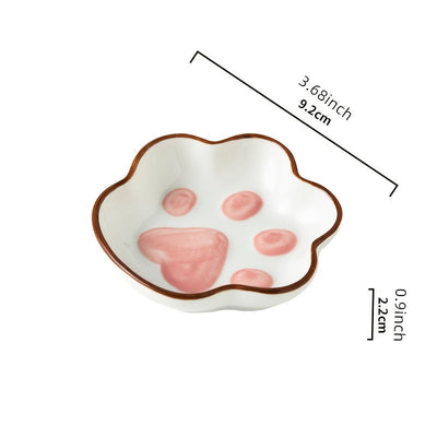 1, 2 o 4 platos para condimentos de cerámica en forma de garra de gato, platillos para salsas, pequeños platos para kétchup, para cocina, restaurante o dormitorio, accesorios de cocina y vajilla