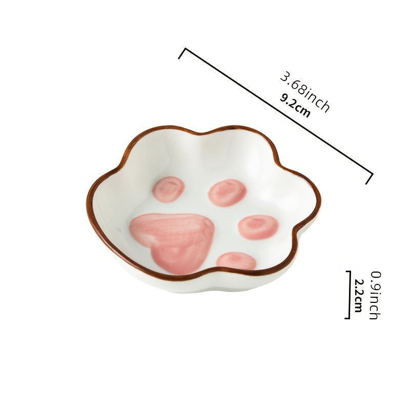 1, 2 o 4 platos para condimentos de cerámica en forma de garra de gato, platillos para salsas, pequeños platos para kétchup, para cocina, restaurante o dormitorio, accesorios de cocina y vajilla