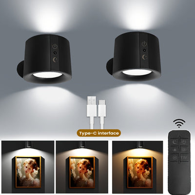 Lámpara de pared LED con control táctil moderno, carga USB, ajustes de temperatura de color 3, rotación de 360°, base magnética, control remoto para una fácil operación - Ideal para dormitorio, sala de estar y estudio, iluminación de estudio | Lámpara de