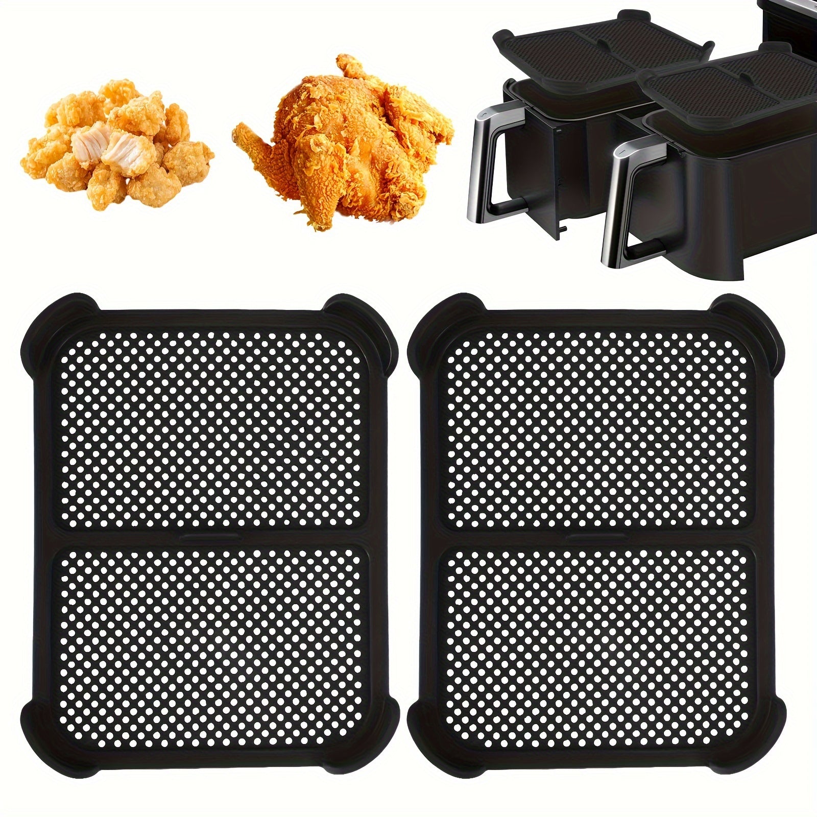 Guardeespaldas de acero inoxidable recubiertos de silicona de 2 piezas para freidora de aire Ninja, compatibles con AF400EU / AF451EU / Serie DZ401, escudo reutilizable contra salpicaduras para accesorios de freidora de aire Foodi Ninja
